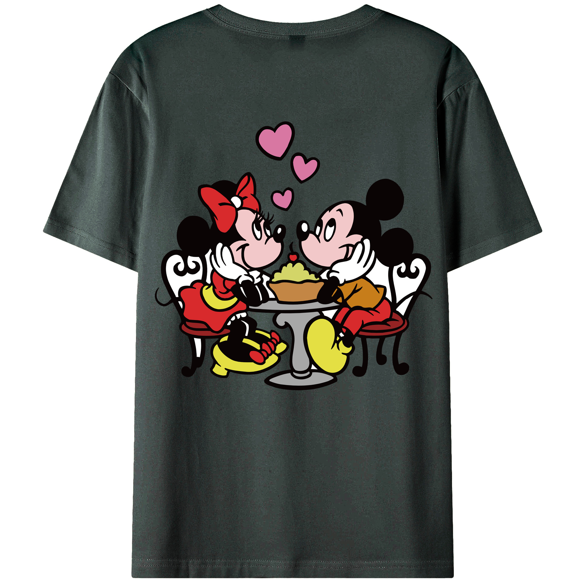 ミッキーマウス Mickey Mouse 綿100％ メンズ半袖Tシャツ（バックプリント） 通気性